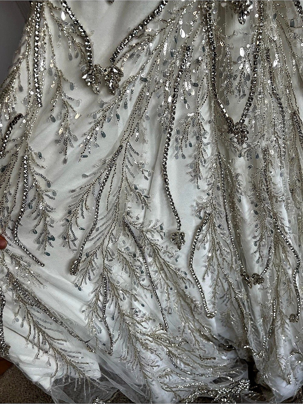 Vlora and Kaltrina Embellished wedding dress with heavy silver beading! - Picture 6 of 11